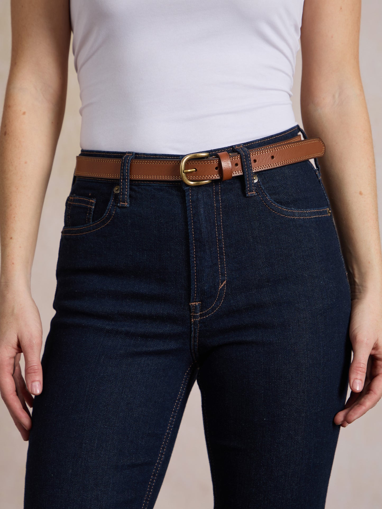 Keisley Twin Stitch Leather Belt