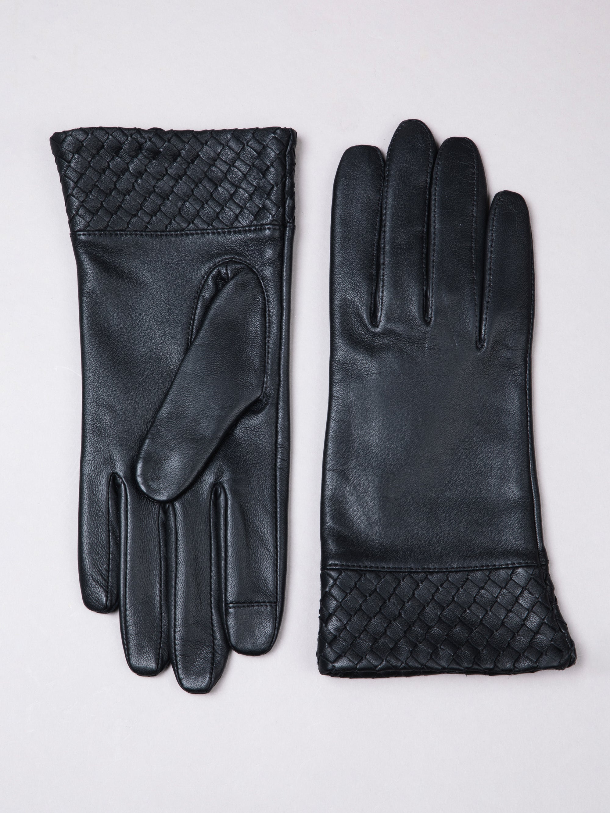 Willow Woven Cuff Leather Gloves