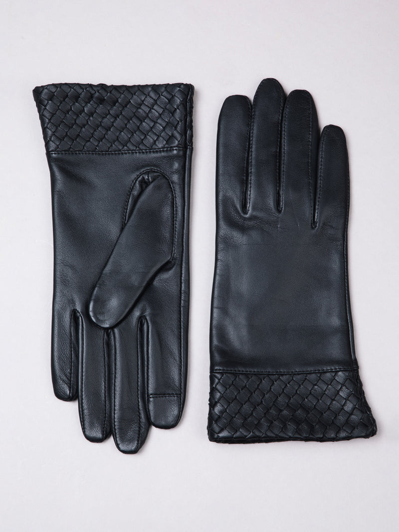 Willow Woven Cuff Leather Gloves