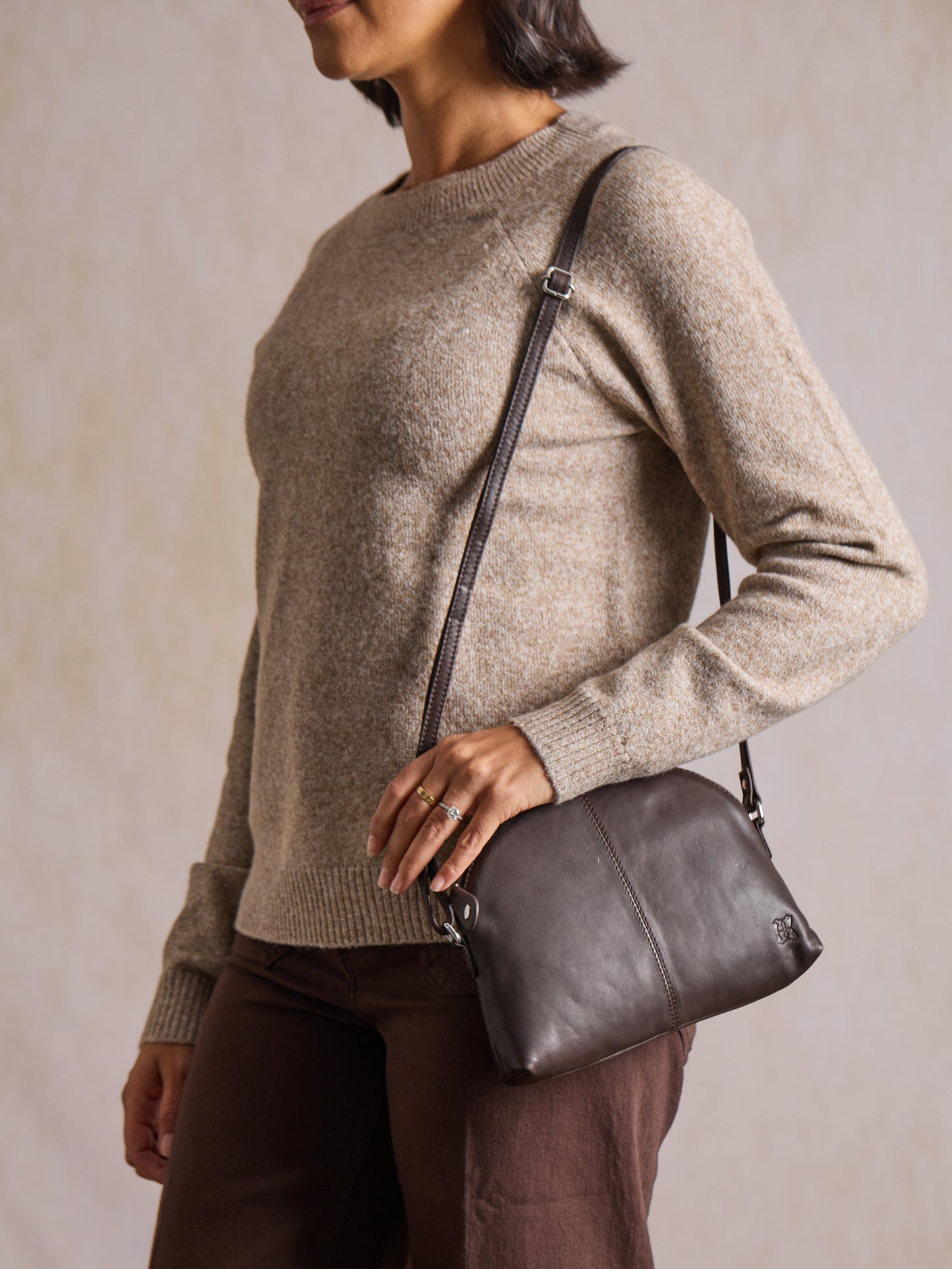 Elterwater Curved Leather Cross Body Bag