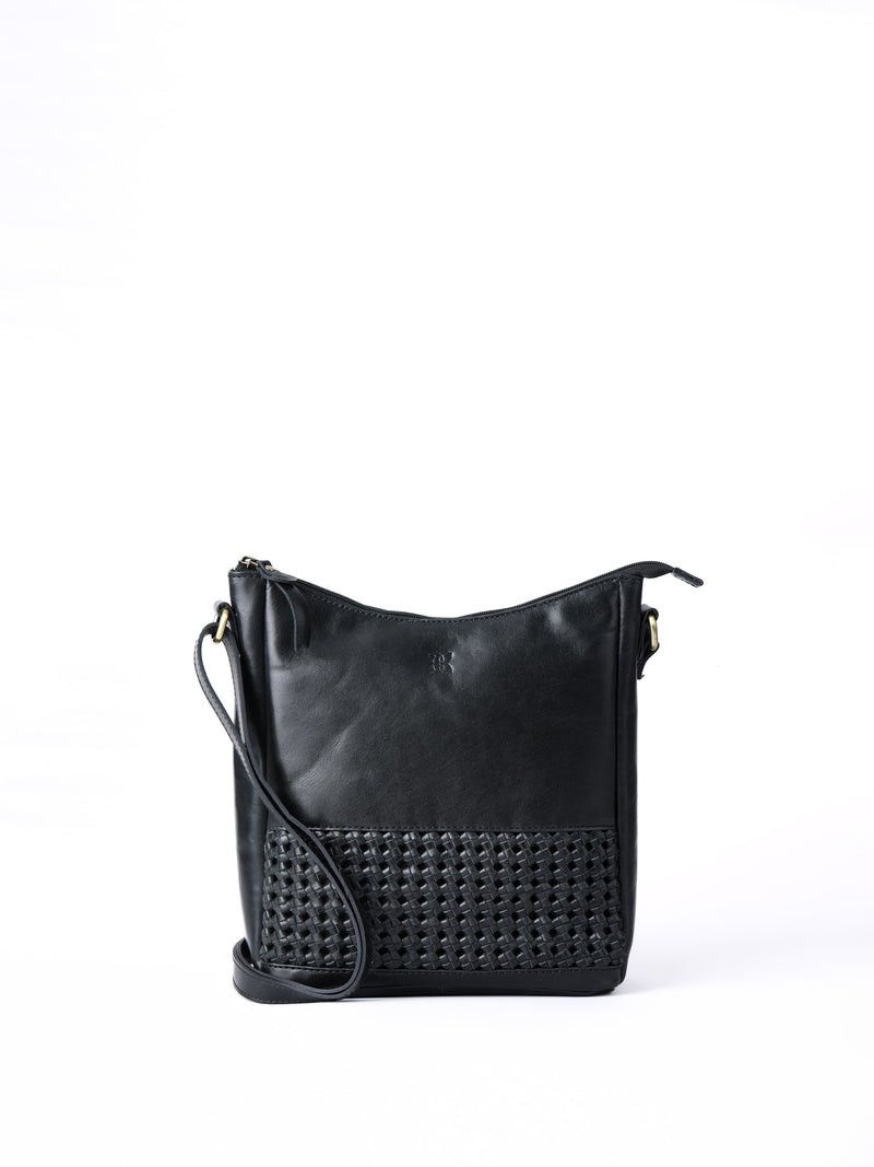 Waverton Woven Medium Leather Cross Body Bag