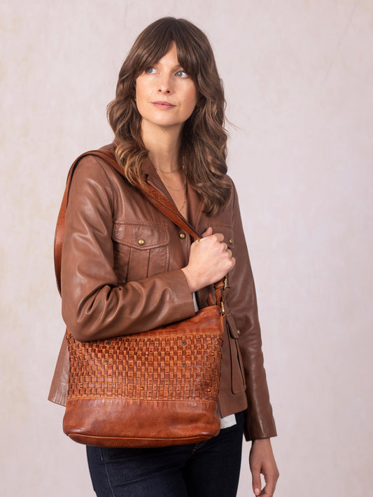 Storrs Woven Leather Cross Body Bag