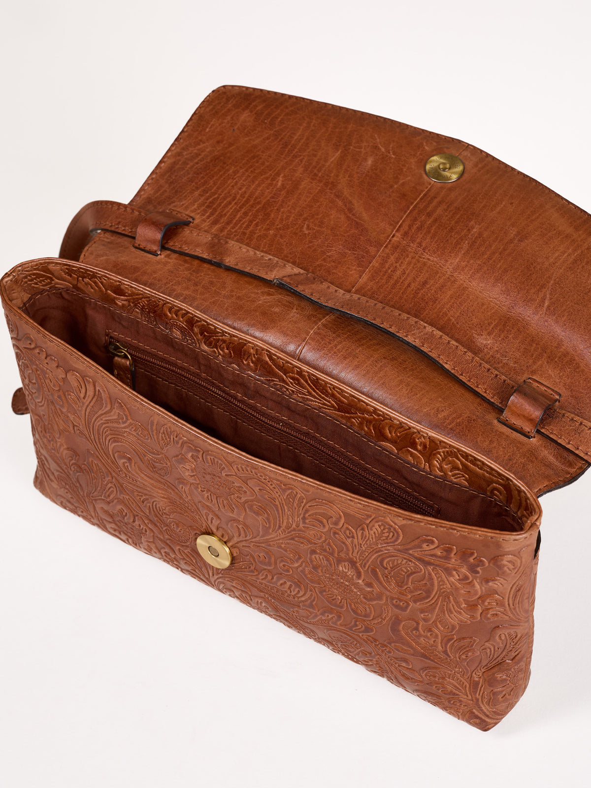Temple Leather Clutch Cross Body