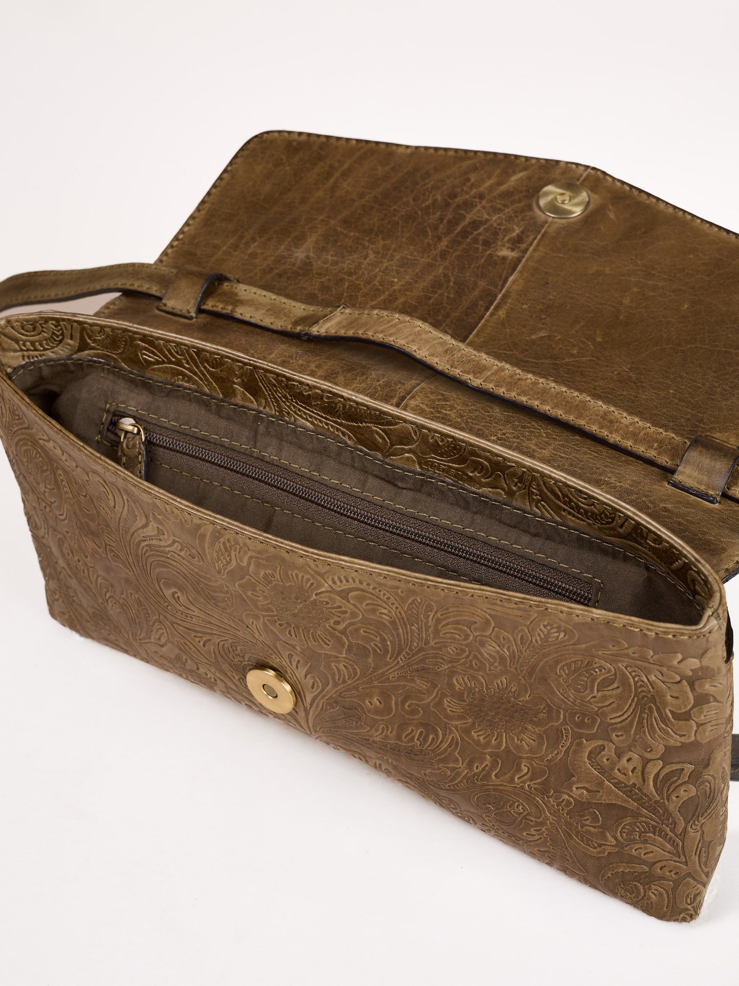 Temple Leather Clutch Cross Body