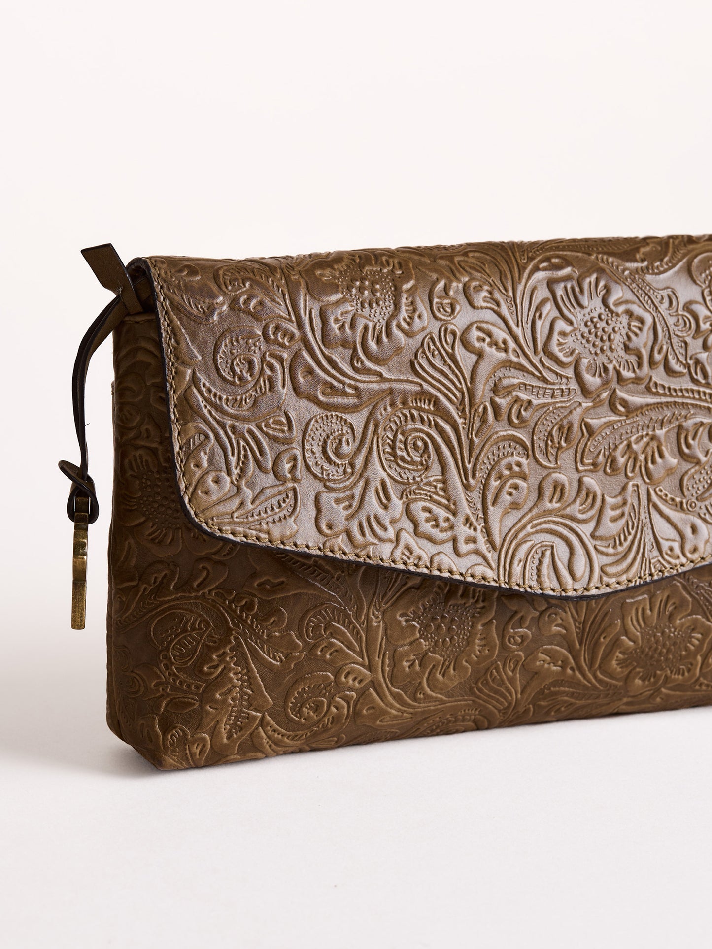 Temple Leather Clutch Cross Body