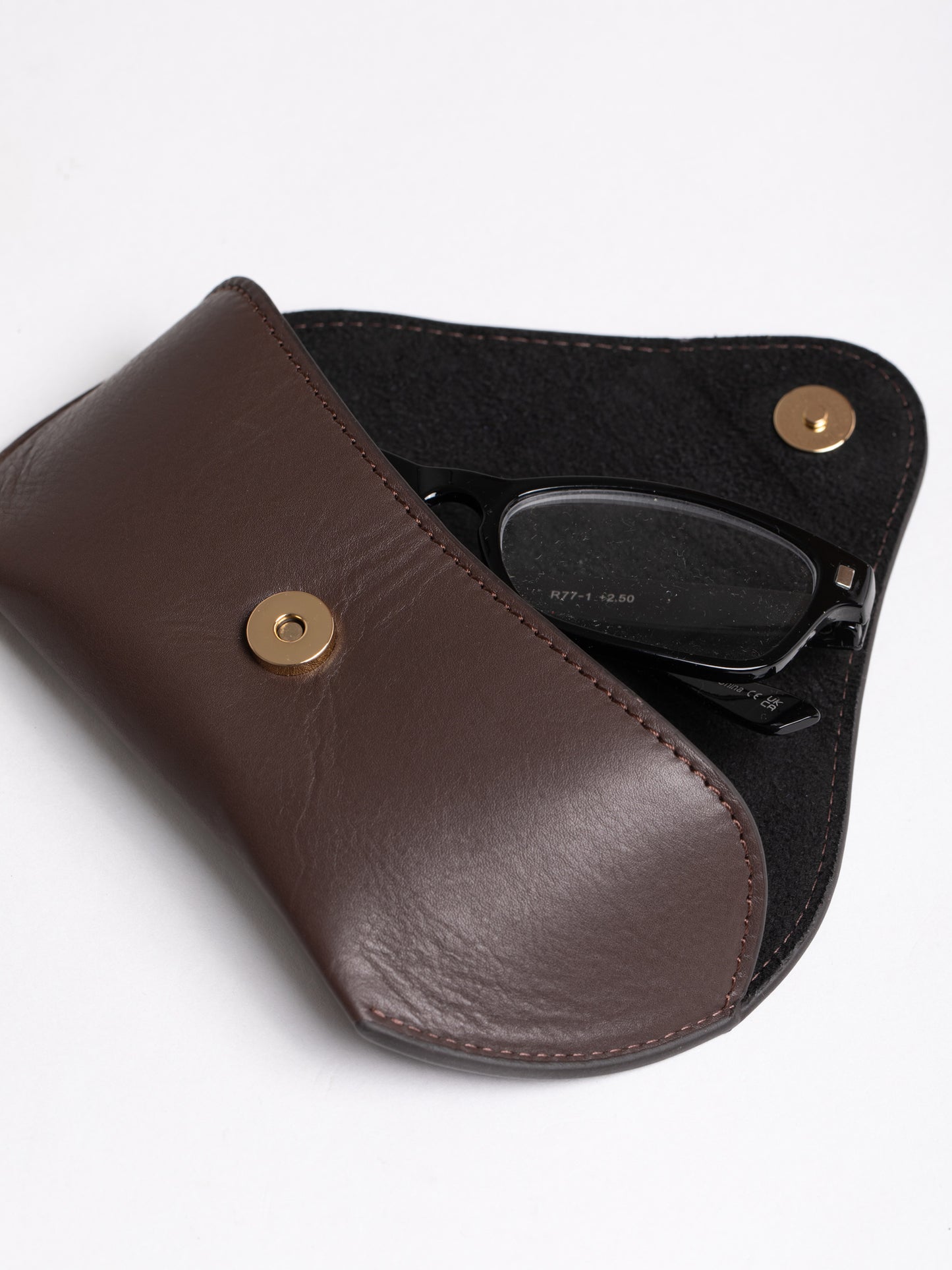 Flapover Leather Glasses Case
