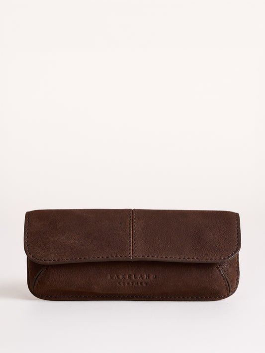 Hutton Leather Glasses Case in Chocolate