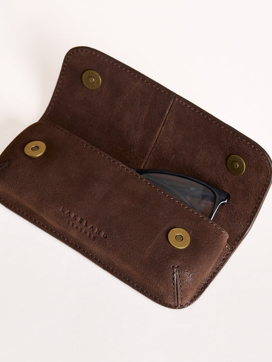 Hutton Leather Glasses Case in Chocolate