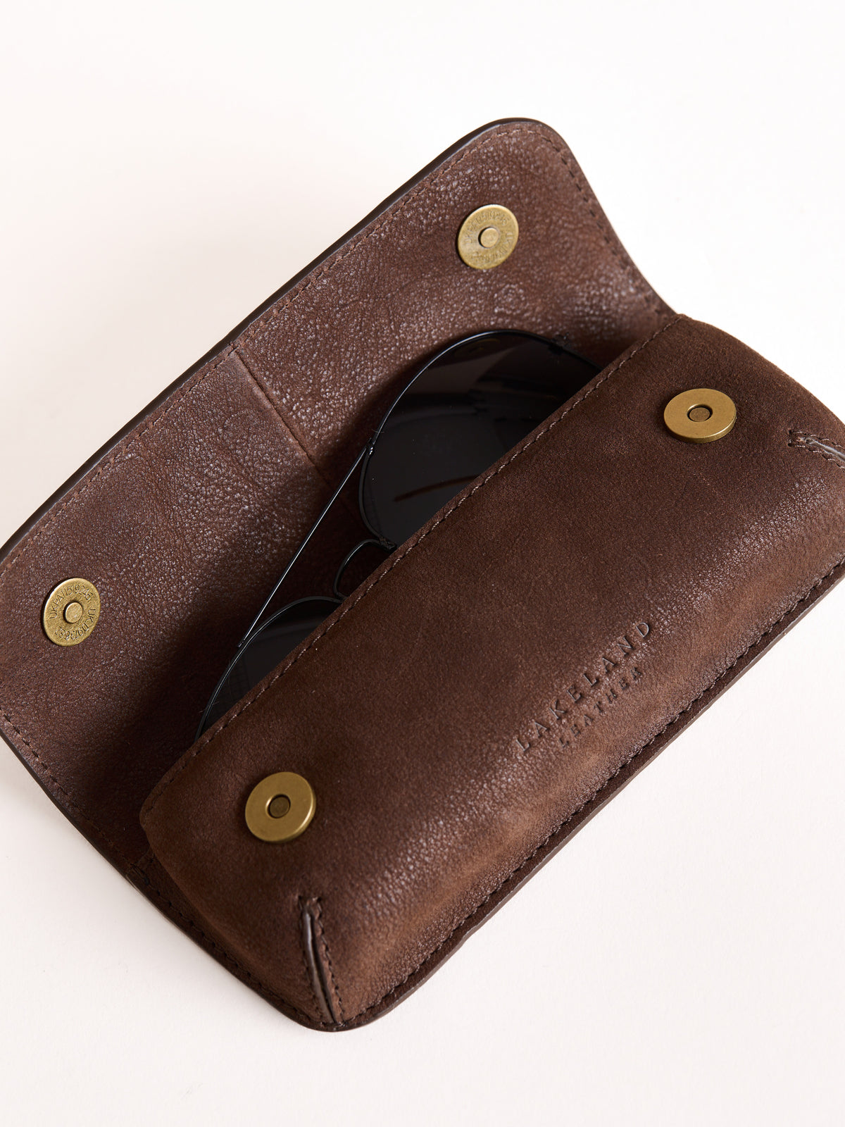 Hutton Leather Glasses Case in Chocolate
