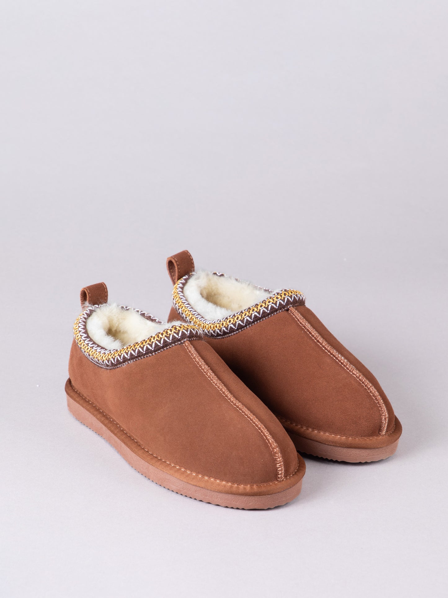 Sheepskin Embroidered Clog Slippers