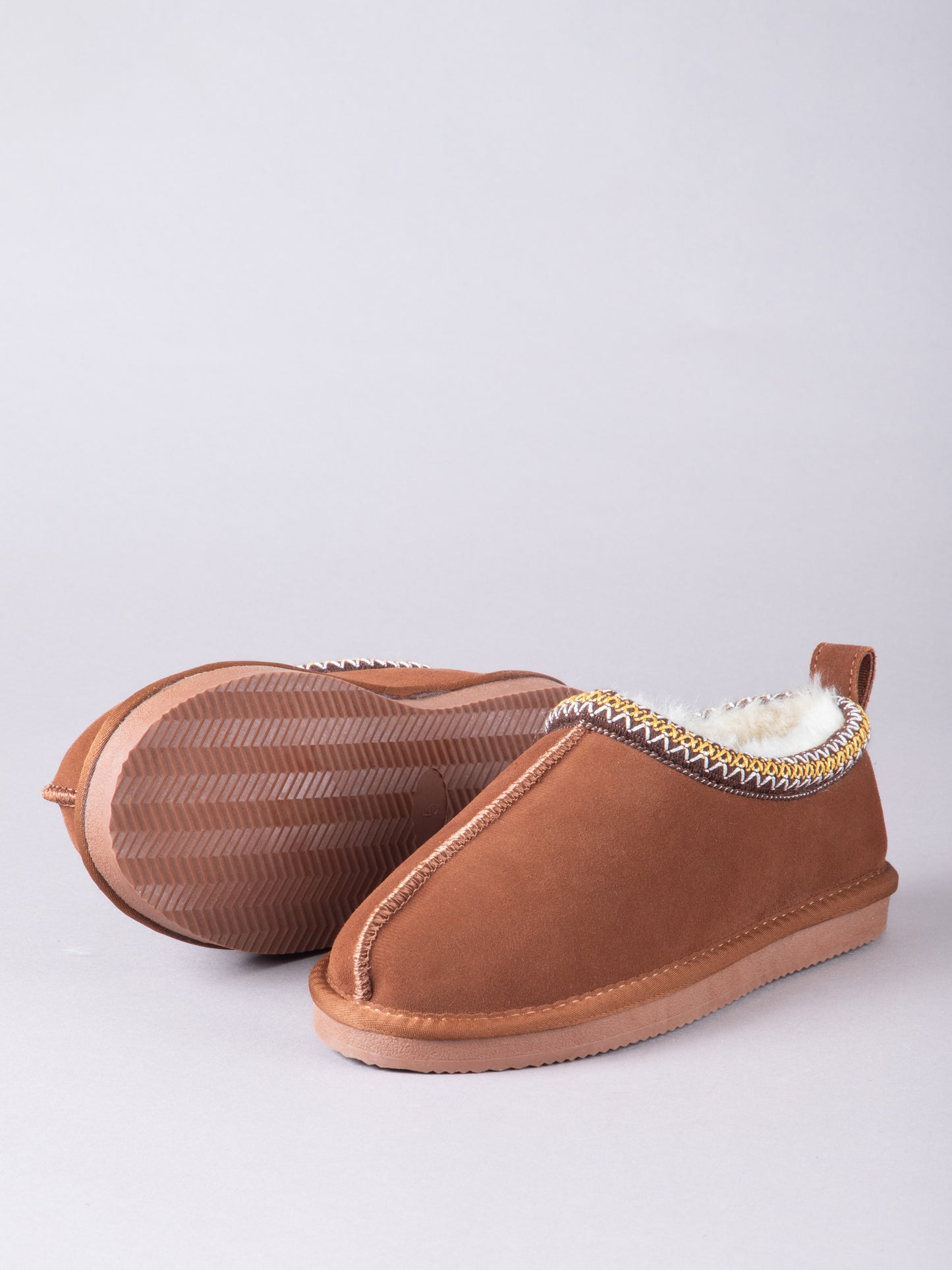 Sheepskin Embroidered Clog Slippers