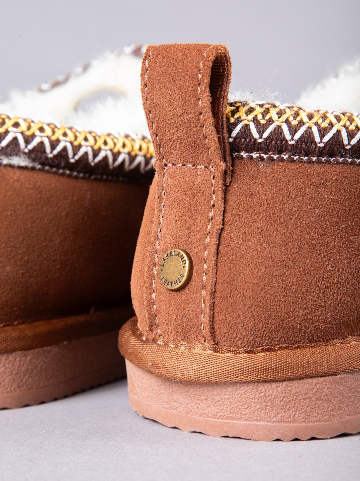 Sheepskin Embroidered Clog Slippers
