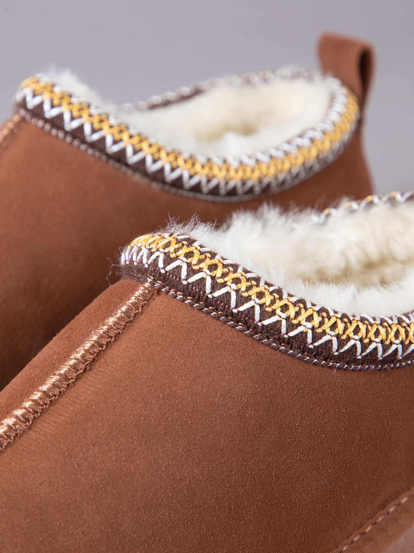 Sheepskin Embroidered Clog Slippers