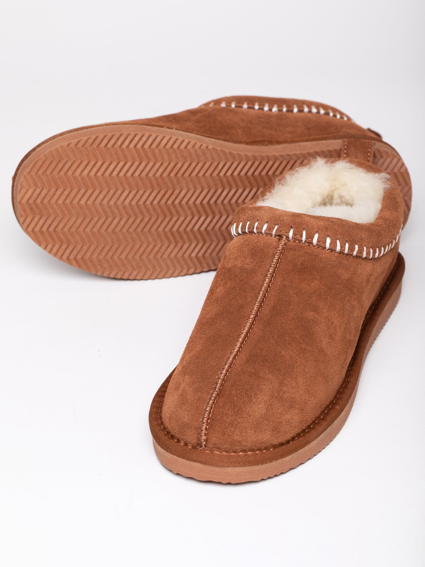 Sheepskin Embroidered Clog Slippers