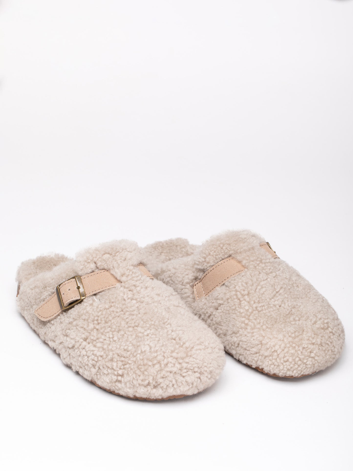 Sheepskin Wool Buckle Clog Slippers