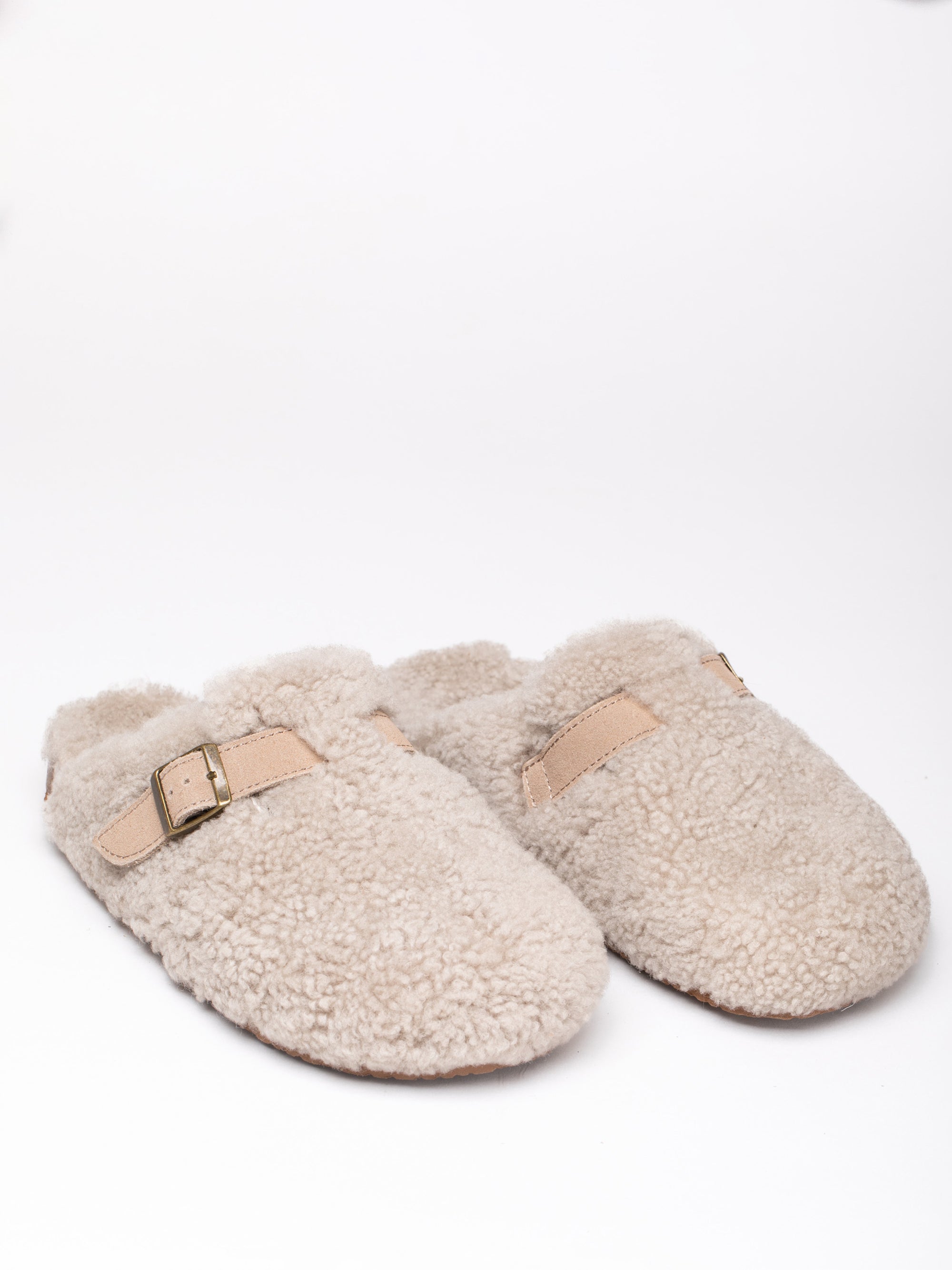 Sheepskin Wool Buckle Clog Slippers