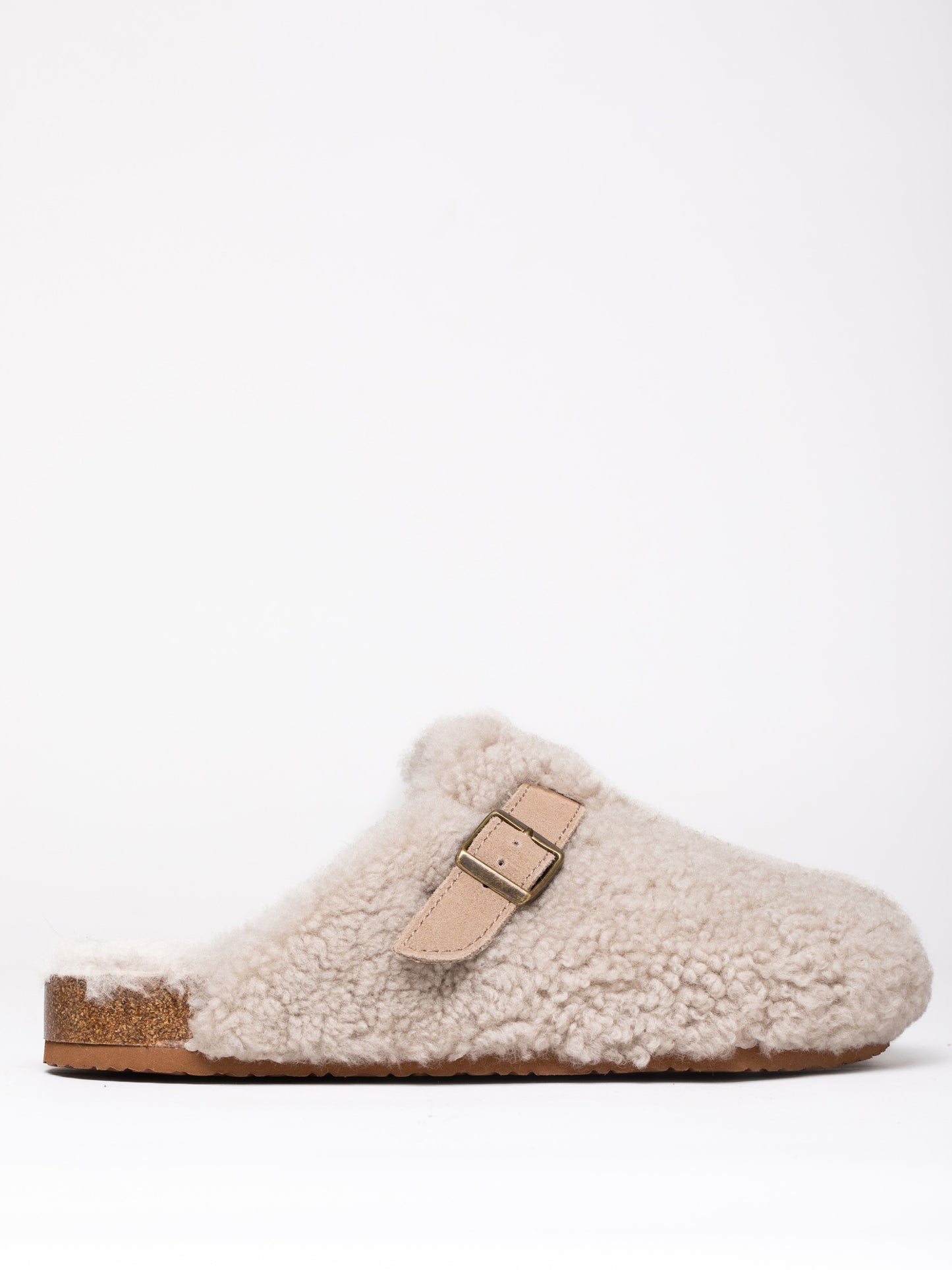Sheepskin Wool Buckle Clog Slippers