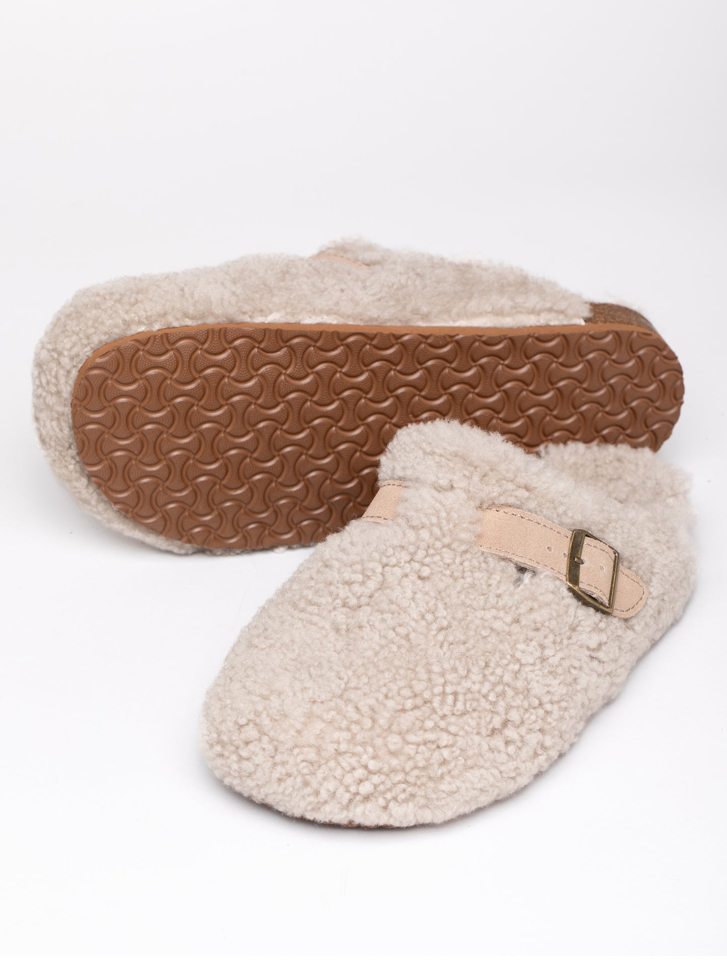 Sheepskin Wool Buckle Clog Slippers