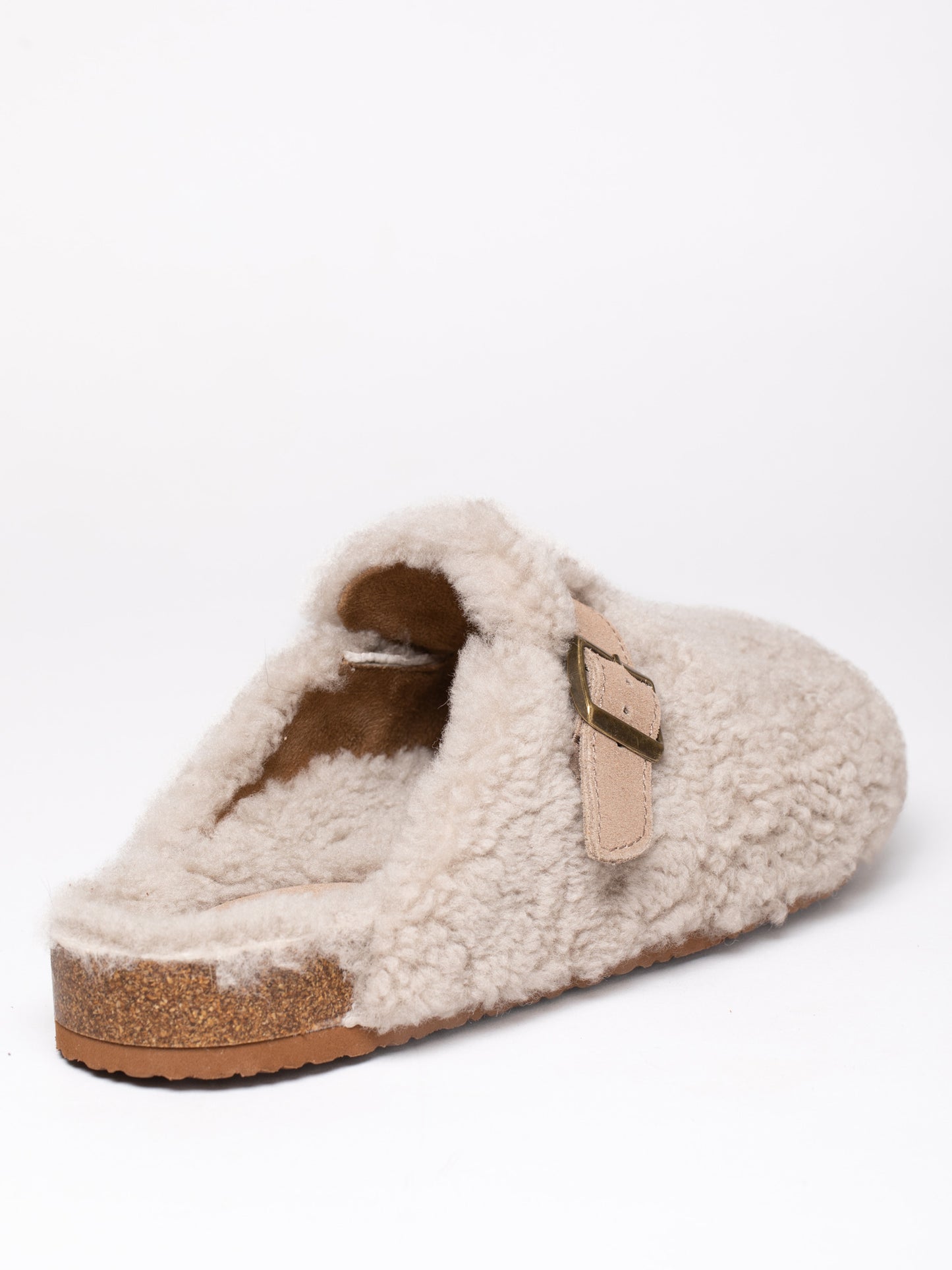 Sheepskin Wool Buckle Clog Slippers