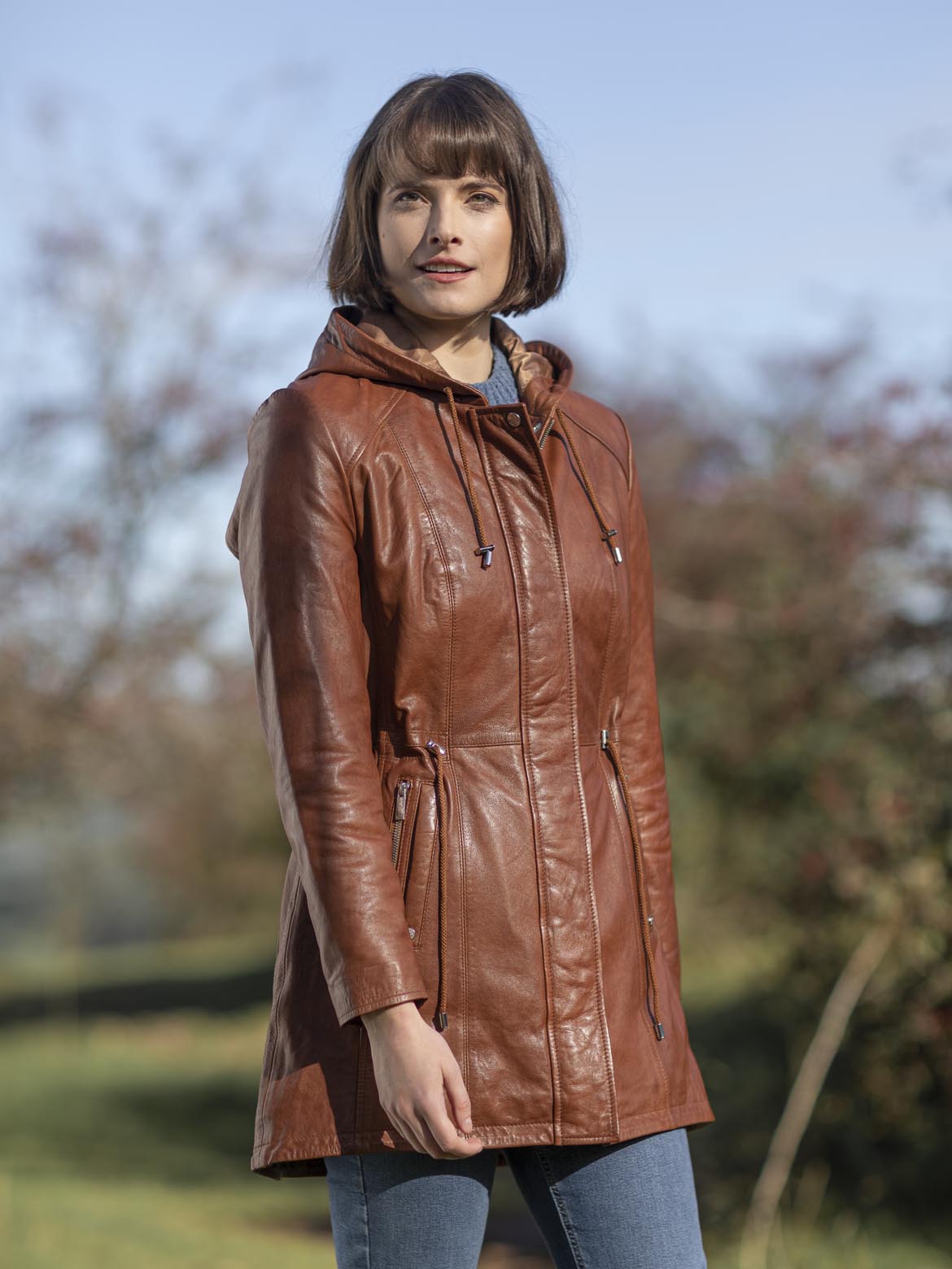 Ambleside Hooded Leather Coat