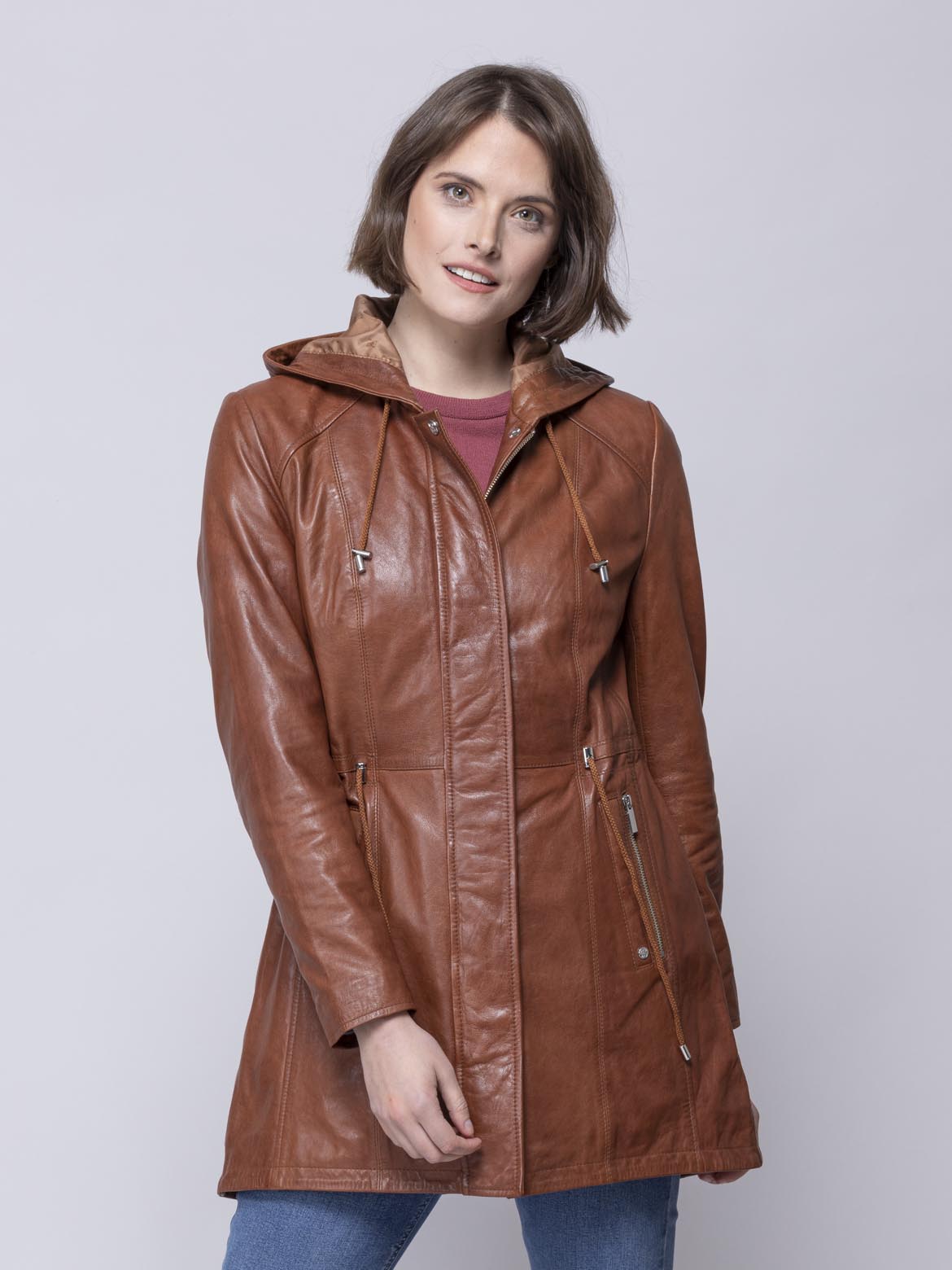 Ambleside Hooded Leather Coat