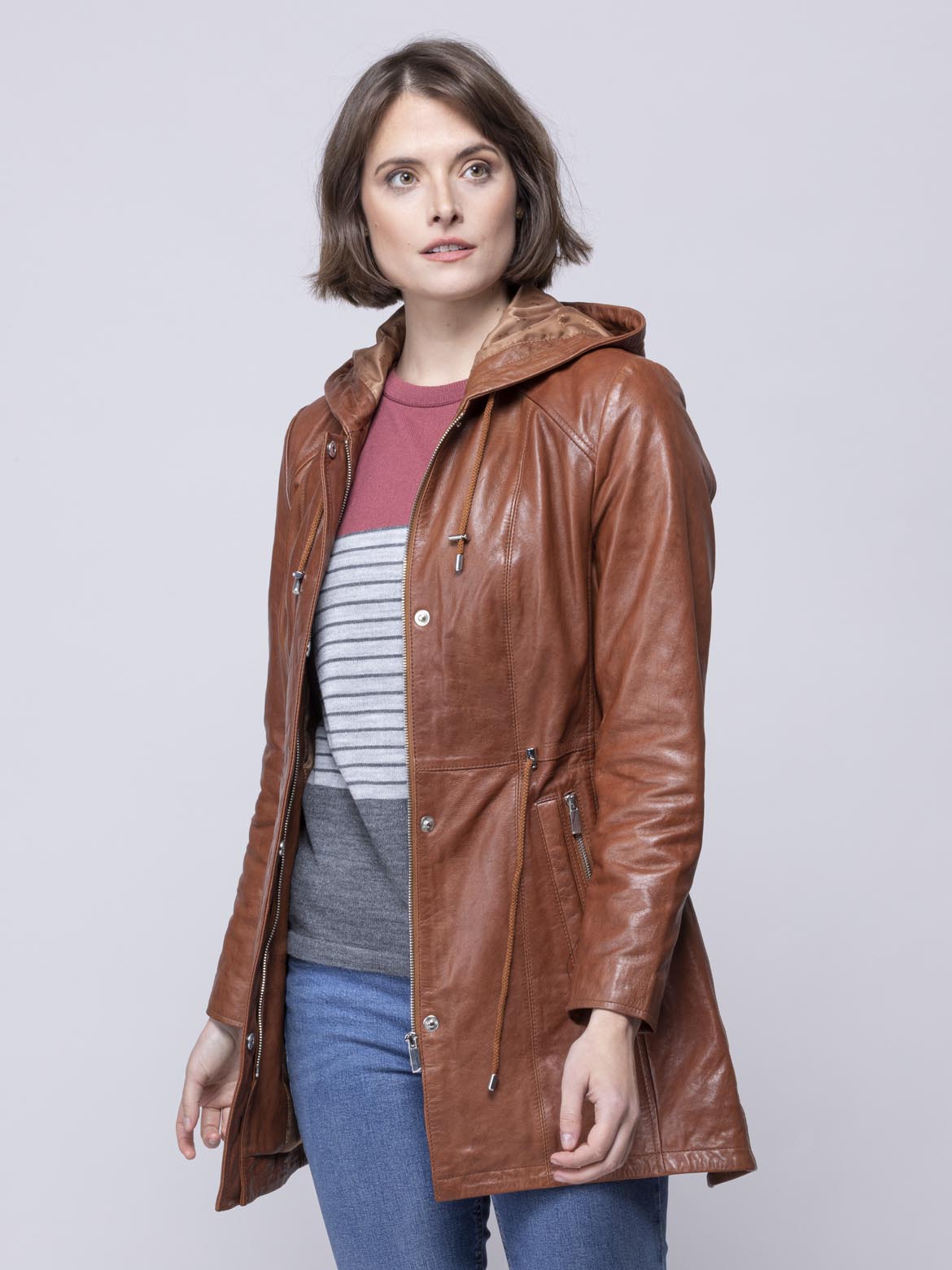 Ambleside Hooded Leather Coat