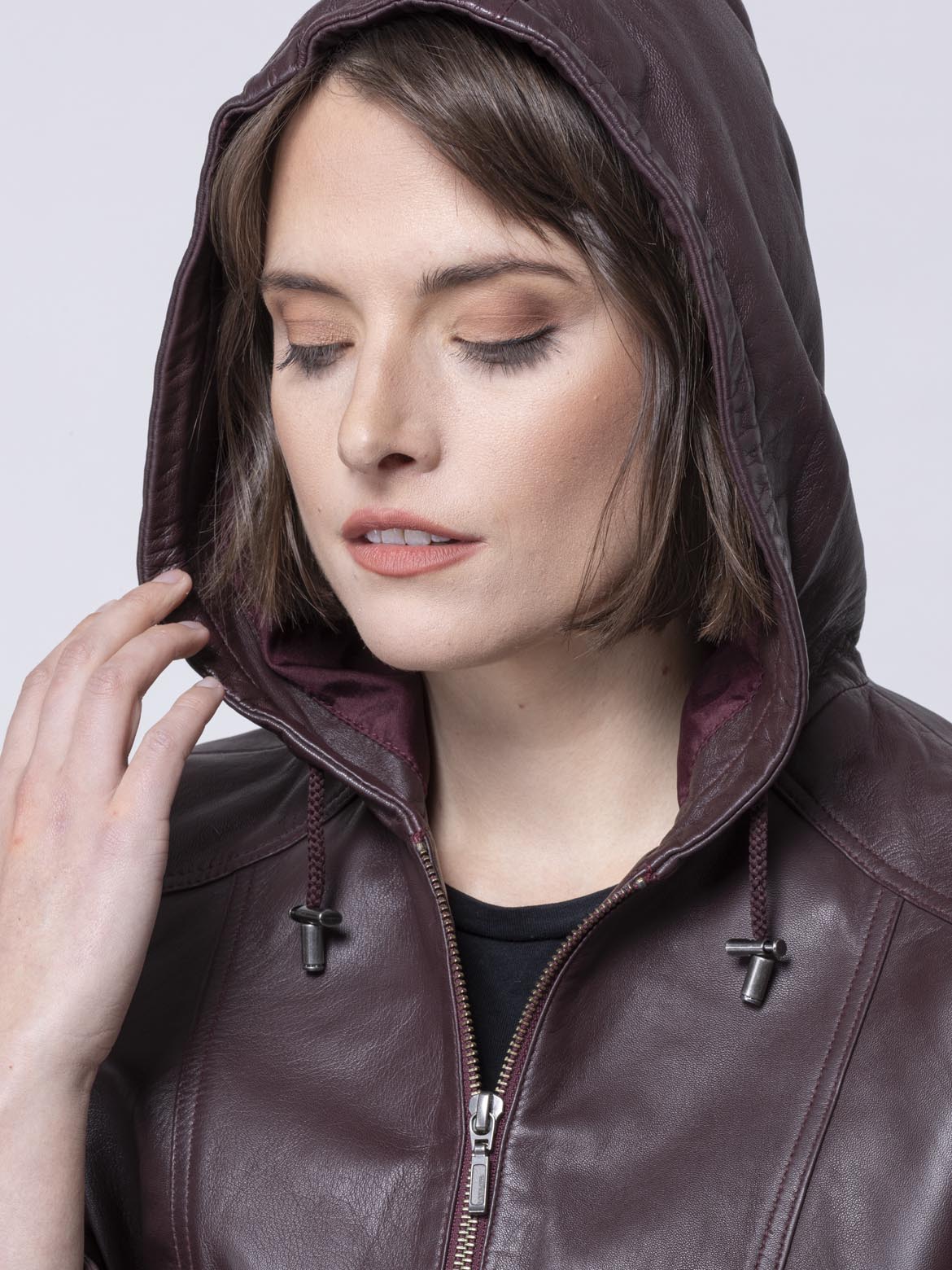 Abbeyville Hooded Leather Jacket