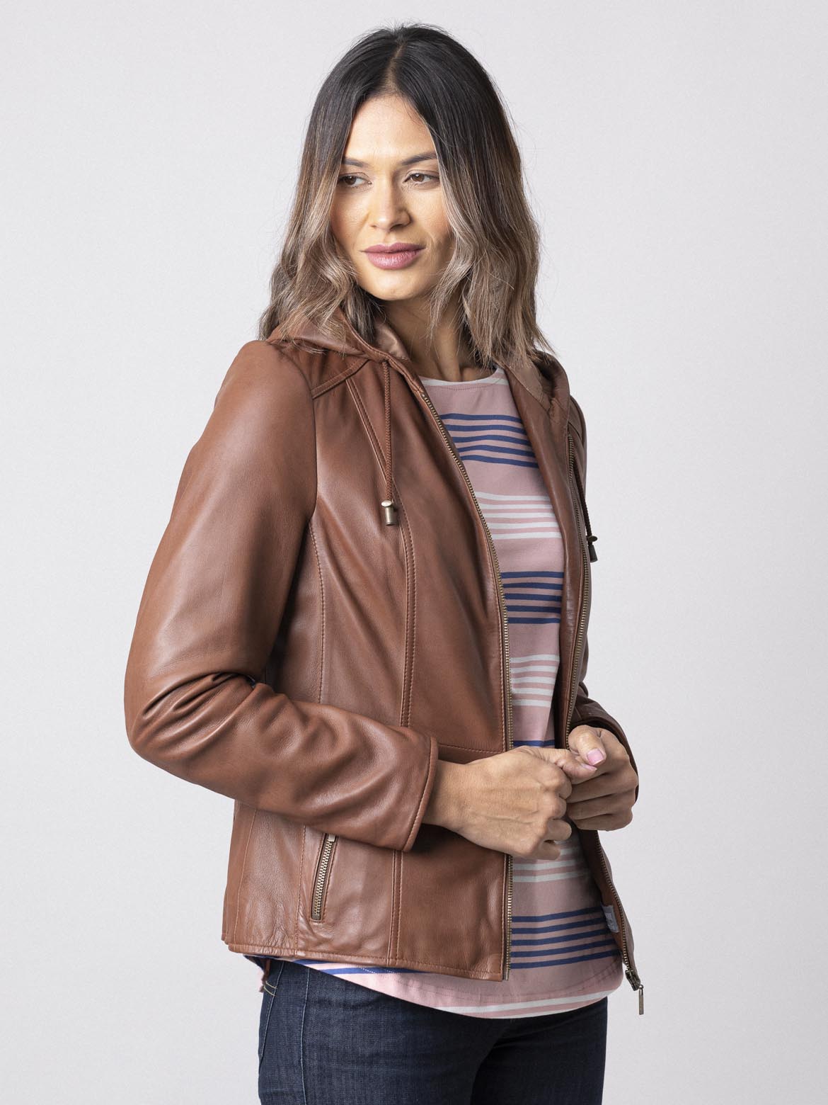 Abbeyville Hooded Leather Jacket