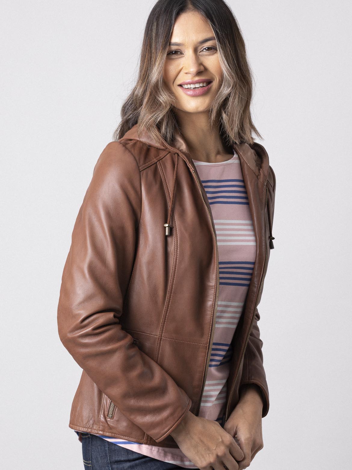 Abbeyville Hooded Leather Jacket