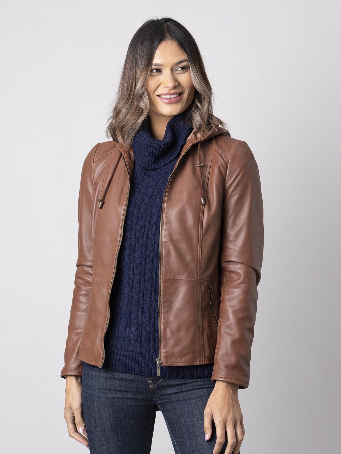 Abbeyville Hooded Leather Jacket